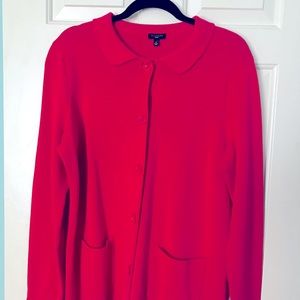 Talbots red cardigan sweater. New without tags. Size X (0X - 14W-16W)